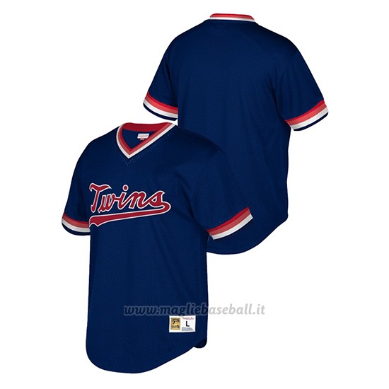 Maglia Baseball Uomo Minnesota Twins Cooperstown Collection Mesh Wordmark V-neck Blu